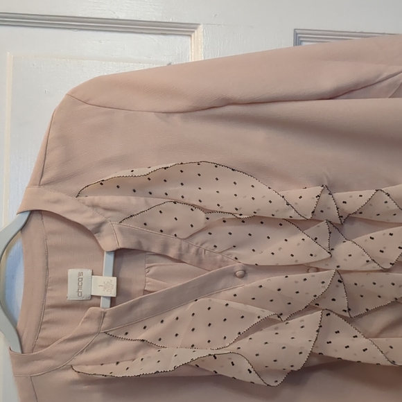Chico's Blush ruffle front blouse - Picture 4 of 9